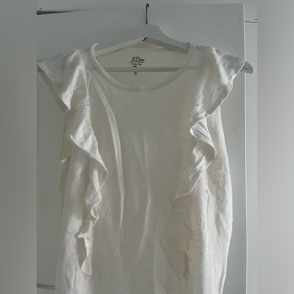 Off White Ruffle Tank Top